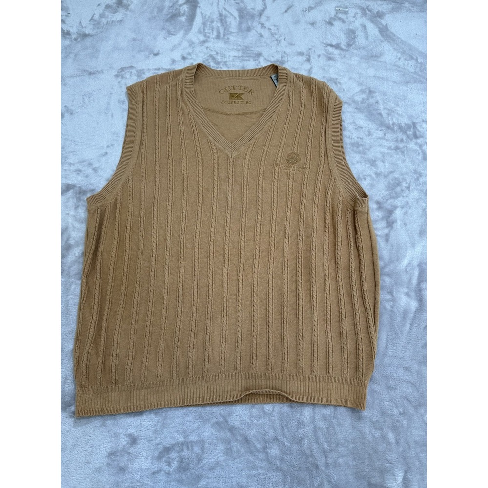 Cutter & Buck Golf Vest Men's Size XL Brown Silverstone‎ Golf Club Las Vegas EUC